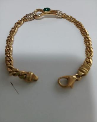 Bracciale in oro 750 con cabochon centrale verde