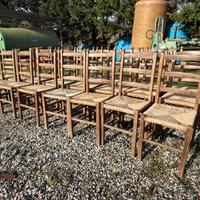 22 sedie in legno con seduta in vimini
