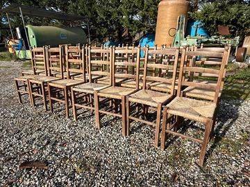 22 sedie in legno con seduta in vimini