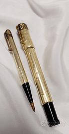 Penna stilografica e portamine antiche oro18k