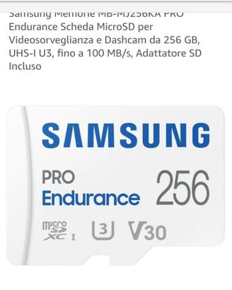 MicroSD 256GB Samsung PRO Endurance con Adattatore