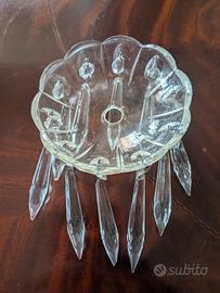 2 bobeche piattini con 10 gocce cristallo