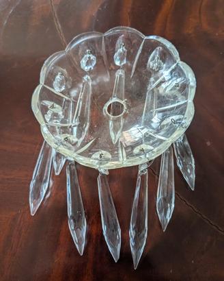 2 bobeche piattini con 10 gocce cristallo