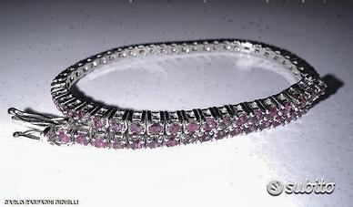 BRACCIALE TENNIS ORO 18kt. RUBINI PINKISH