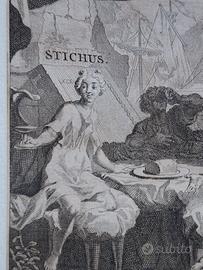 Commedia classica romana.Plauto,incisione '700.