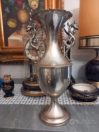 vaso balaustra vintage laminato argento alto 35cm