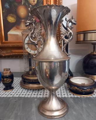 vaso balaustra vintage laminato argento alto 35cm