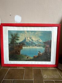 Dipinto ad olio - Paesaggio alpino