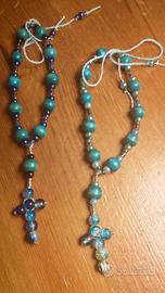 Bracciale blu handmade con croce