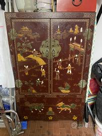 MOBILE CINESE VINTAGE LACCATO INTARSI DI PREGIO