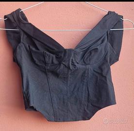 Top Corsetto Nero H&M Divided – Taglia XXS (32)