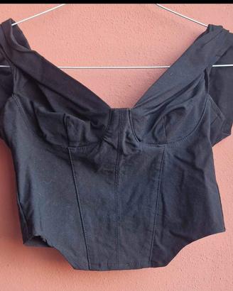 Top Corsetto Nero H&M Divided – Taglia XXS (32)