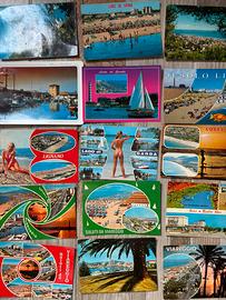 Set di 15 cartoline/francobolli vintage tema mare