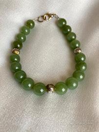 Bracciale in calcedonio verde -7-