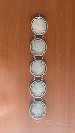 Bracciale vintage, cinque monete, 500 lire