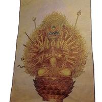 AVALOKITESVARA DEA THANGKA RICAMO CINESE TESSUTO