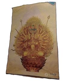 AVALOKITESVARA DEA THANGKA RICAMO CINESE TESSUTO