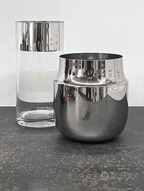 Coppia vasi vetro cromato e metallo