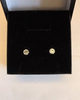 Orecchini a Bottone Tondi con Zircone Brillante 6m