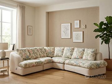 Divano angolare a L floreale-elegante e spazioso