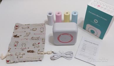 Stampante termica + 4 rotoli + Pochette con gatti.