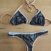 Bikini donna Nina 27, taglia L nero argento, nuovo
