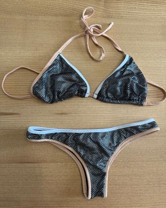 Bikini donna Nina 27, taglia L nero argento, nuovo