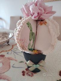 Pianta cactus stoffa, hand-made, colori vivaci 