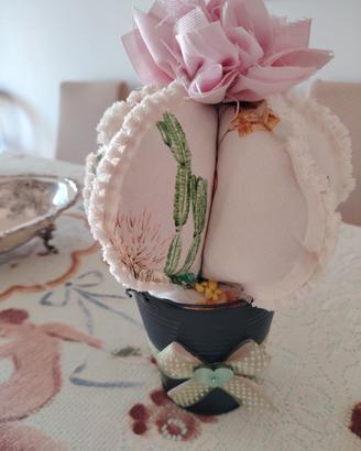 Pianta cactus stoffa, hand-made, colori vivaci 