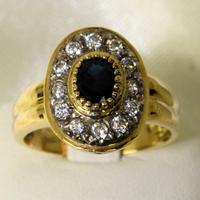 Anello in oro giallo e zaffiro " Art Nouveau "