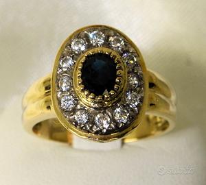 Anello in oro giallo e zaffiro " Art Nouveau "