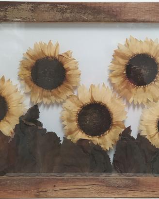 Quadro in legno con girasoli