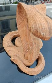 Scultura Cobra in Legno Intagliato a mano 