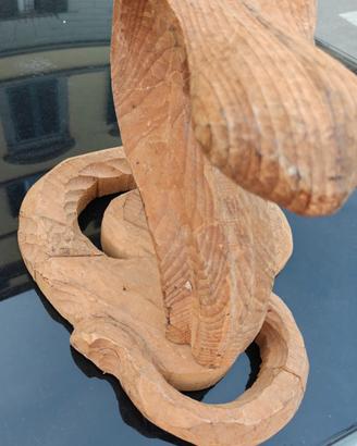 Scultura Cobra in Legno Intagliato a mano 