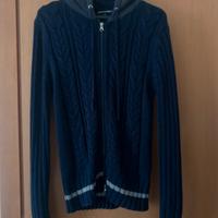 Cardigan blu Sorbino con chiusura a zip e cappucci