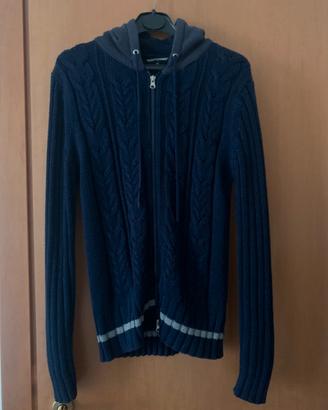 Cardigan blu Sorbino con chiusura a zip e cappucci