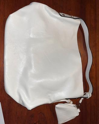 borsa pelle bianca