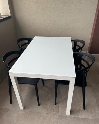 Tavolo allungabile Ponti Terenghi cristallo bianco