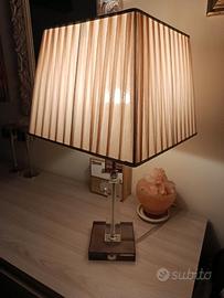 Lampada in cristallo, elegante paralume plissé