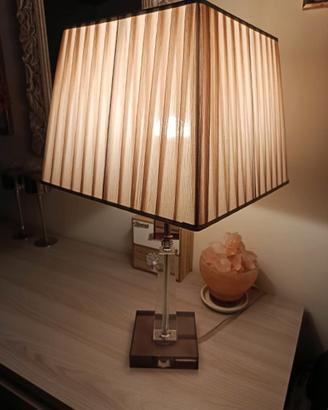Lampada in cristallo, elegante paralume plissé
