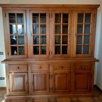 CREDENZA GRANDE CON ANTE IN LEGNO E VETRO