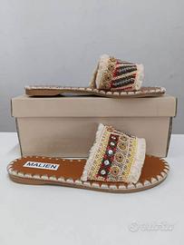 Sandali donna beige con perline e frange n 40
