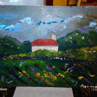 QUADRO PAESAGGIO CON CASA ROSSA