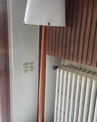 Lampada da terra in vetro e legno