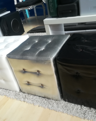 3 Cubi Pouf Imbottiti, Cubo Sgabello nero bianco a