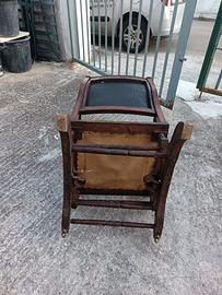 ANTICA POLTRONA/SEDIA A DONDOLO INGLESE LEGNO MASS