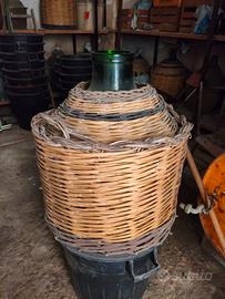 damigiana vetro verde impagliata antica vino 