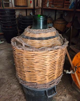 damigiana vetro verde impagliata antica vino 