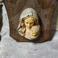 Bassorilievo religioso vintage Madonna con Bambino