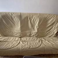 Divano vintage in pelle beige
